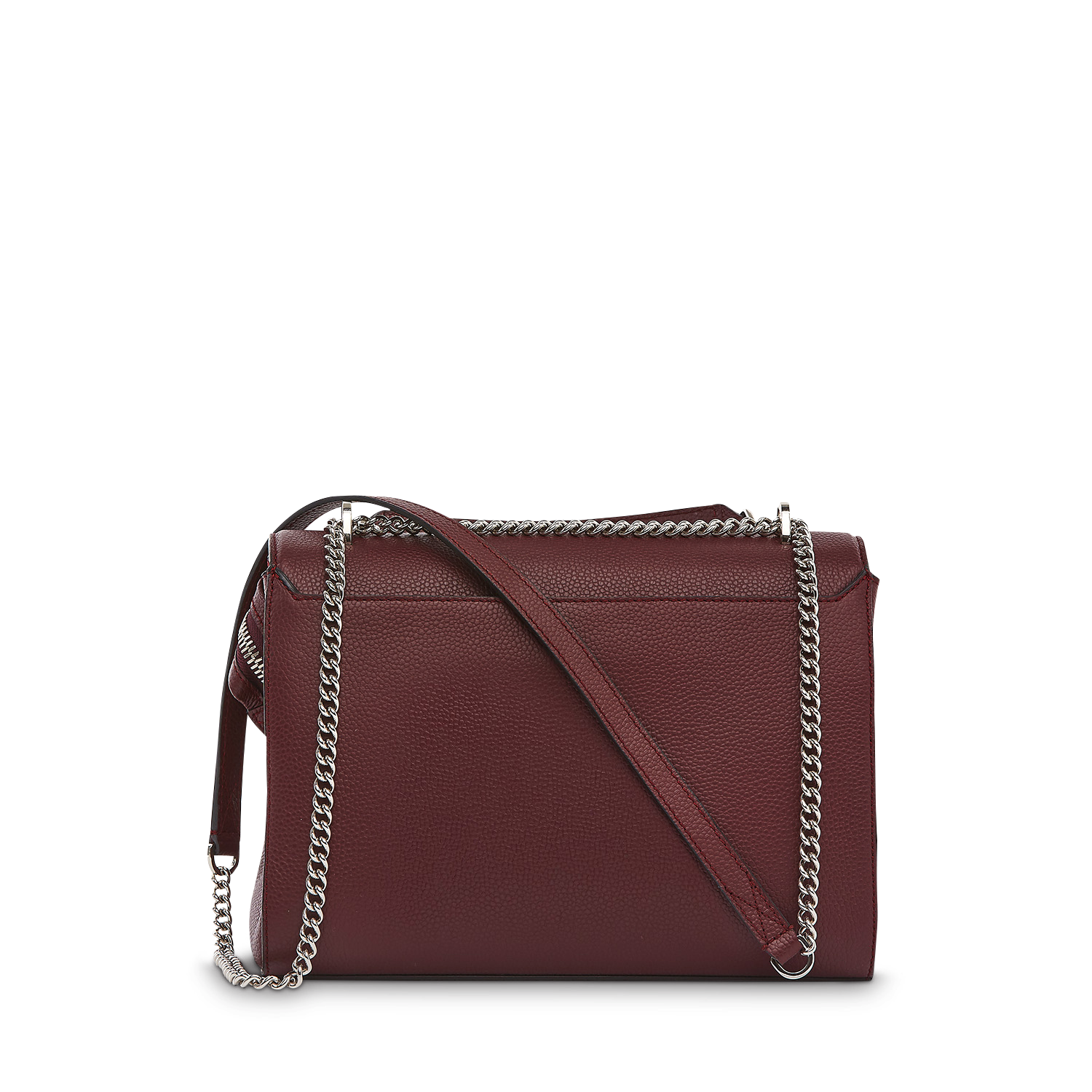 Sac rabat Ninon L en cuir grainé - Cassis