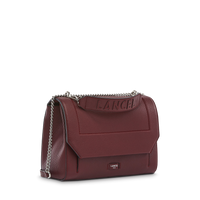 Sac rabat Ninon L en cuir grainé - Cassis
