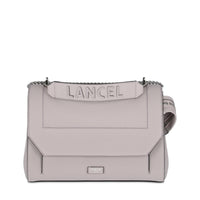 Sac rabat Ninon L en cuir grainé - Gris Mauve
