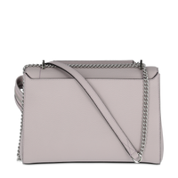 Sac rabat Ninon L en cuir grainé - Gris Mauve