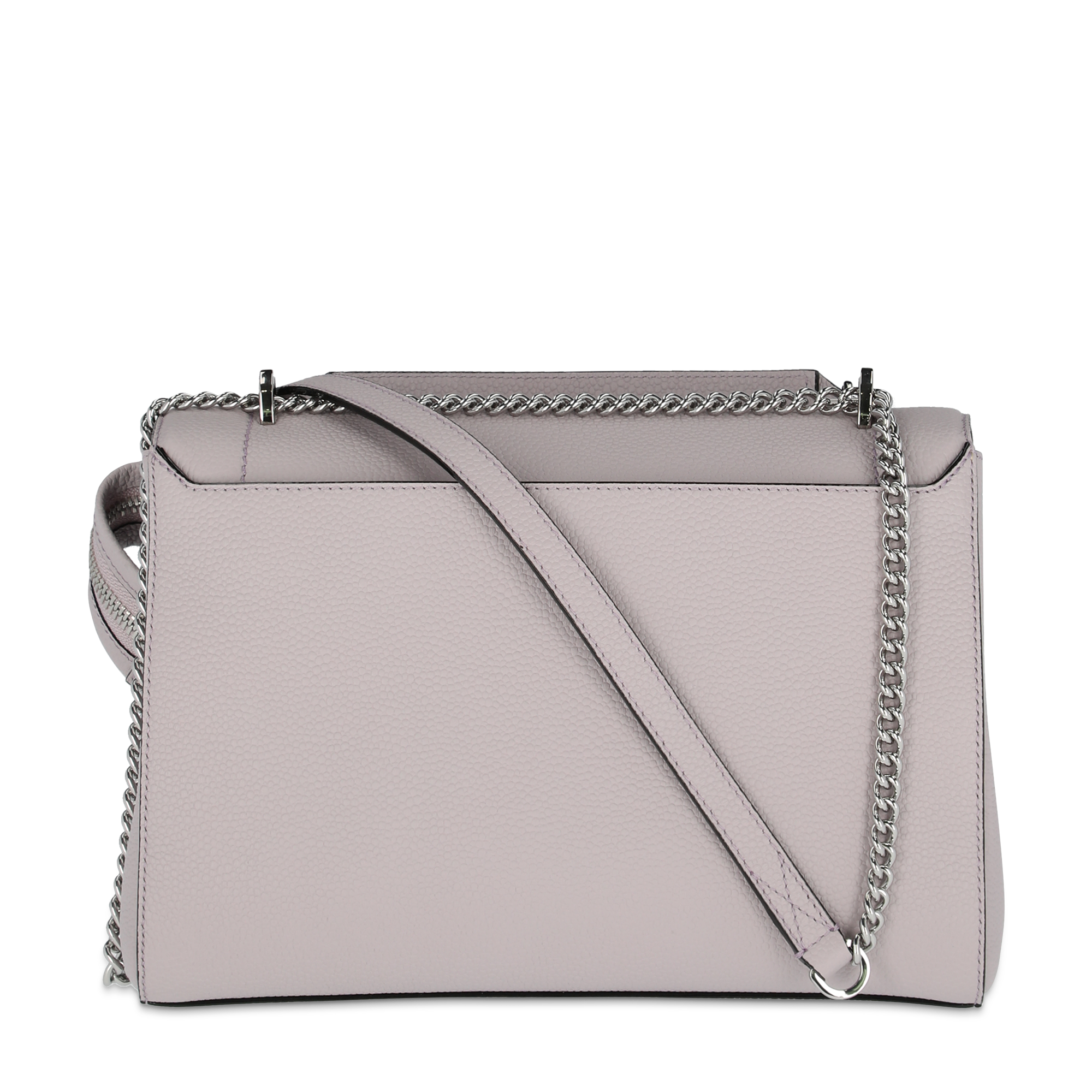 Sac rabat Ninon L en cuir grainé - Gris Mauve