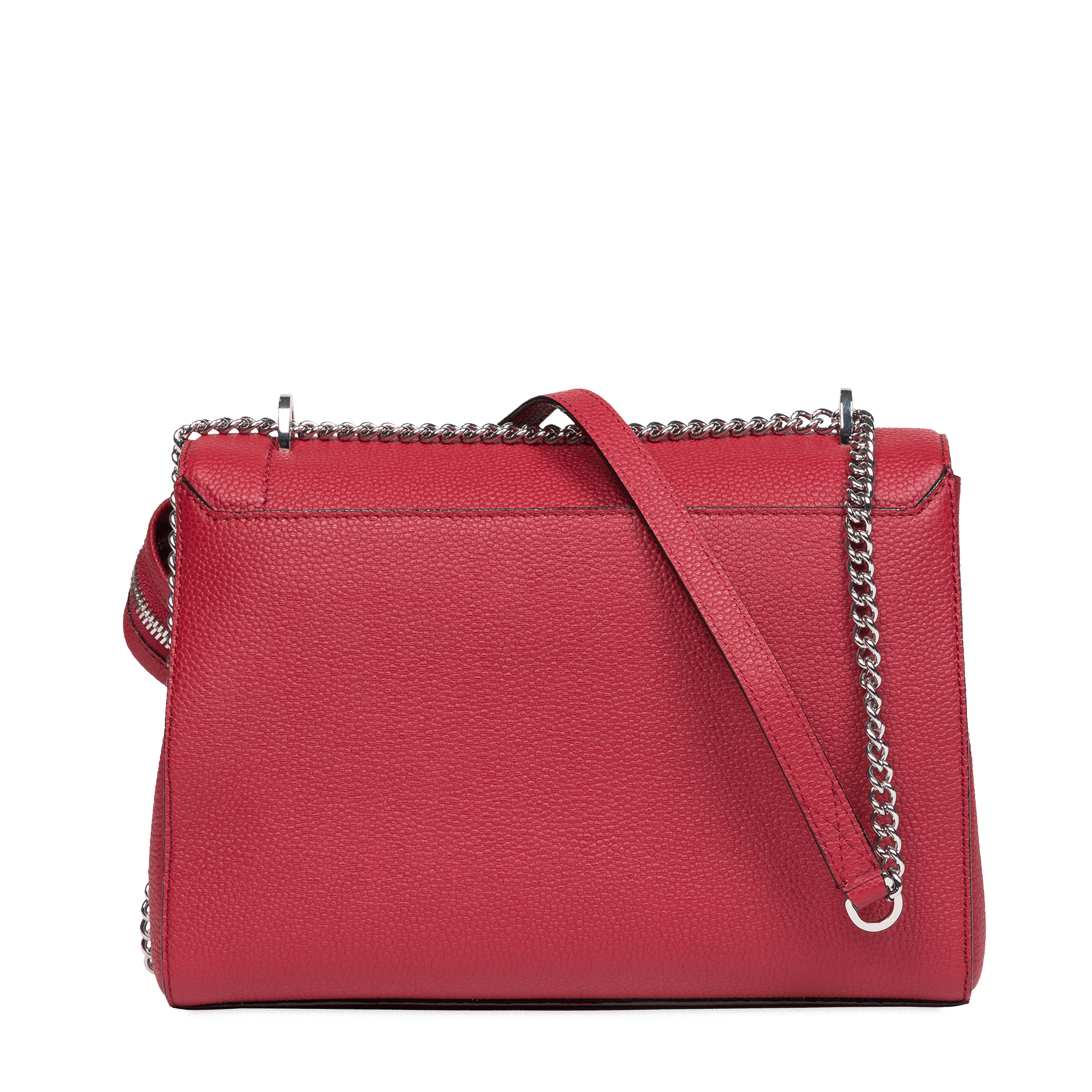 Sac rabat Ninon L en cuir grainé - Carmin