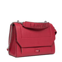 Sac rabat Ninon L en cuir grainé - Carmin