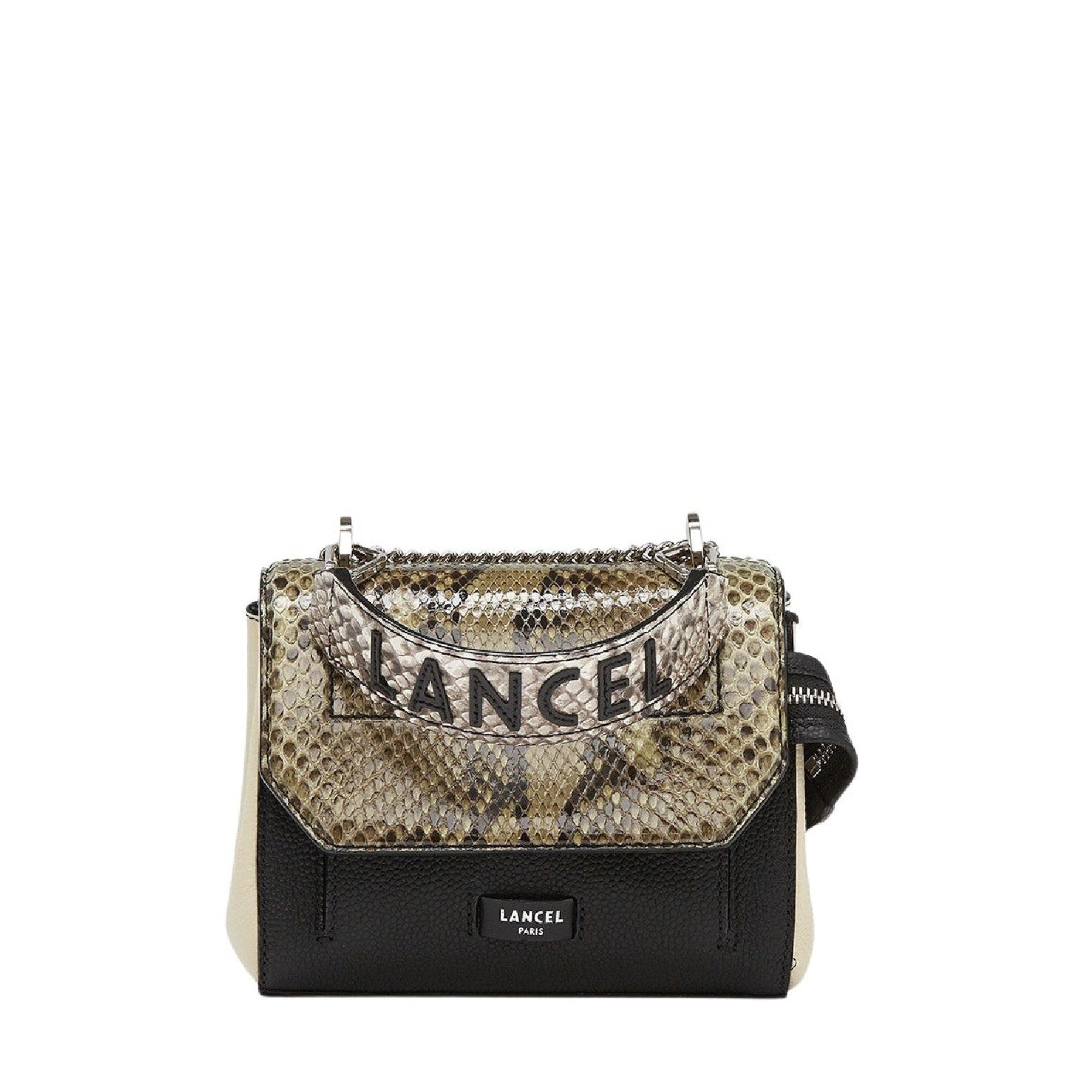 Sac rabat Ninon S en python - Militaire, Noir & Crème