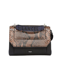 Sac rabat Ninon L en python - Brun, Noir & Petrole