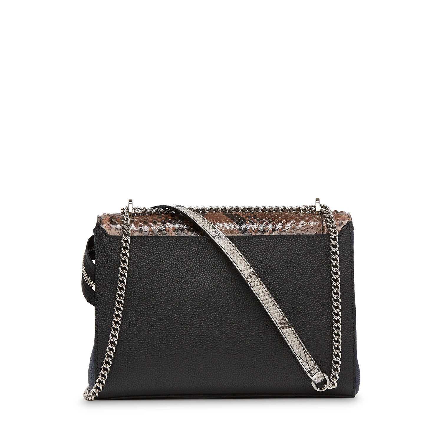 Sac rabat Ninon L en python - Brun, Noir & Petrole