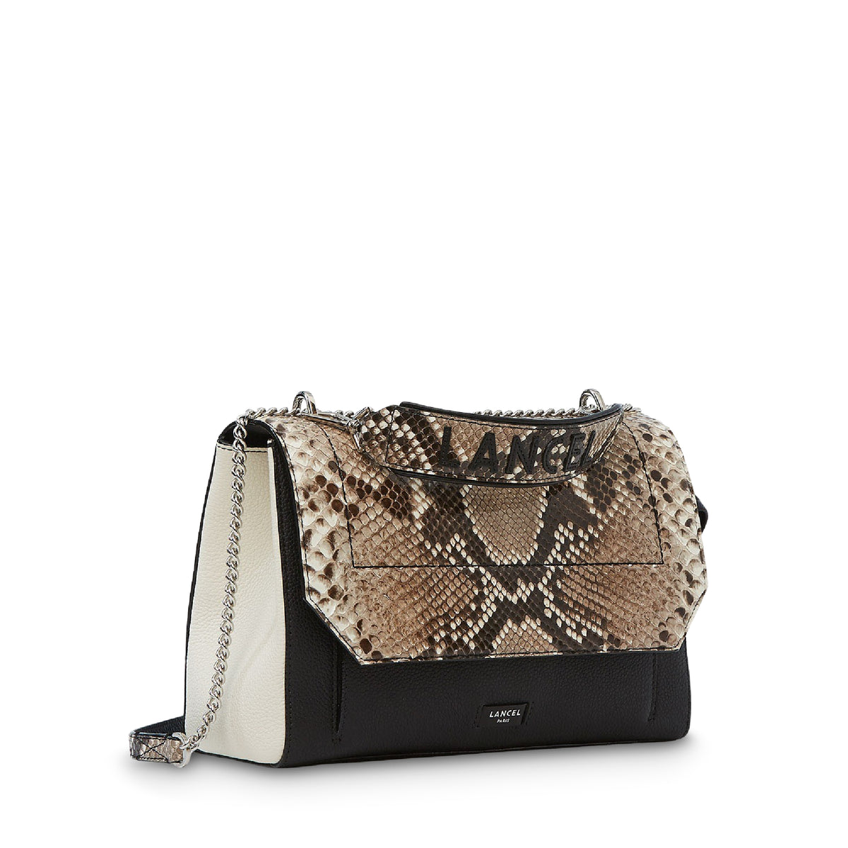 Sac rabat L Ninon en cuir et python - Roccia & Nei