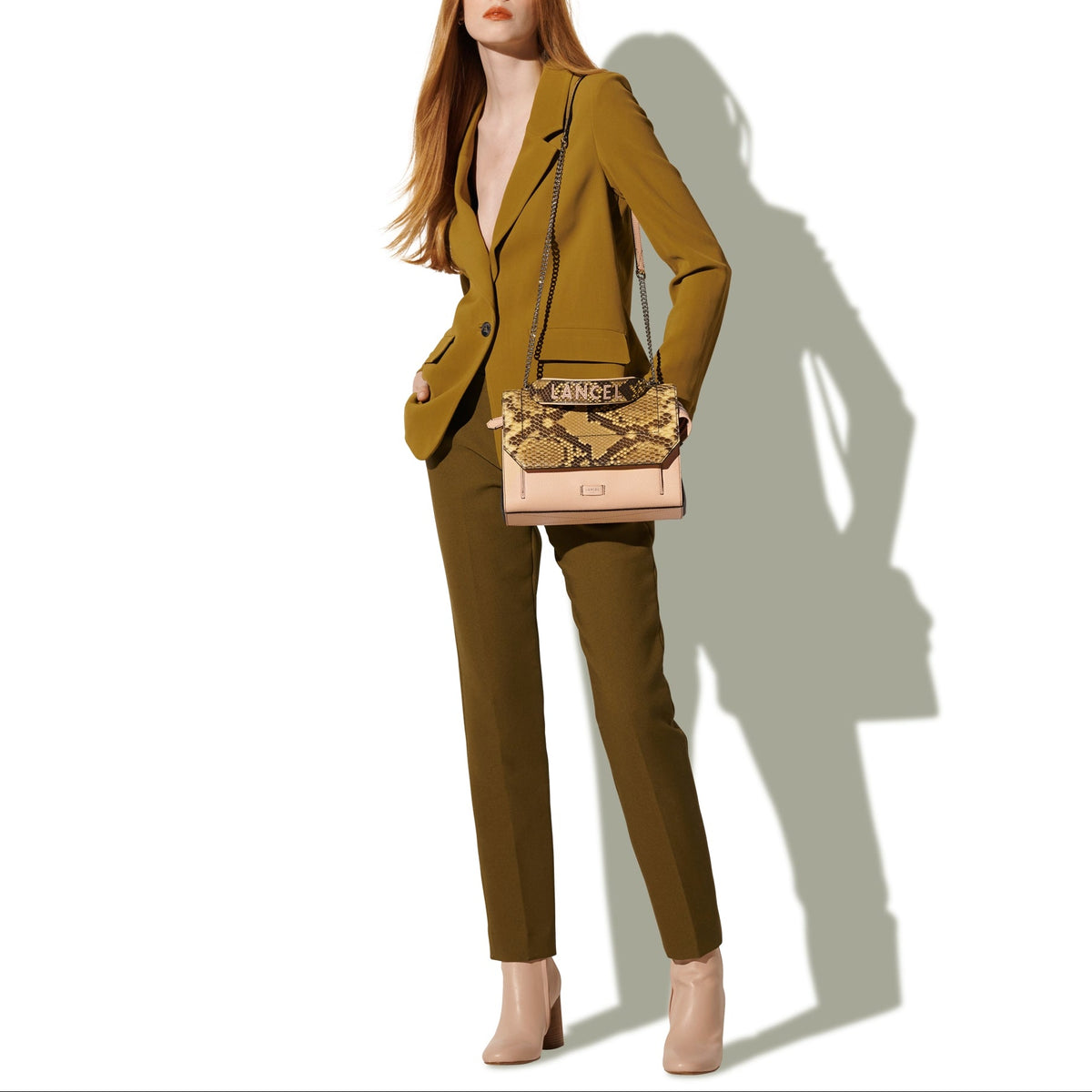 Sac rabat L Ninon en cuir et python - Roccia & Nei