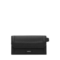 Portefeuille long déplié Ninon en cuir grainé - Noir