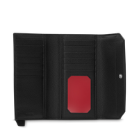 Portefeuille long déplié Ninon en cuir grainé - Noir