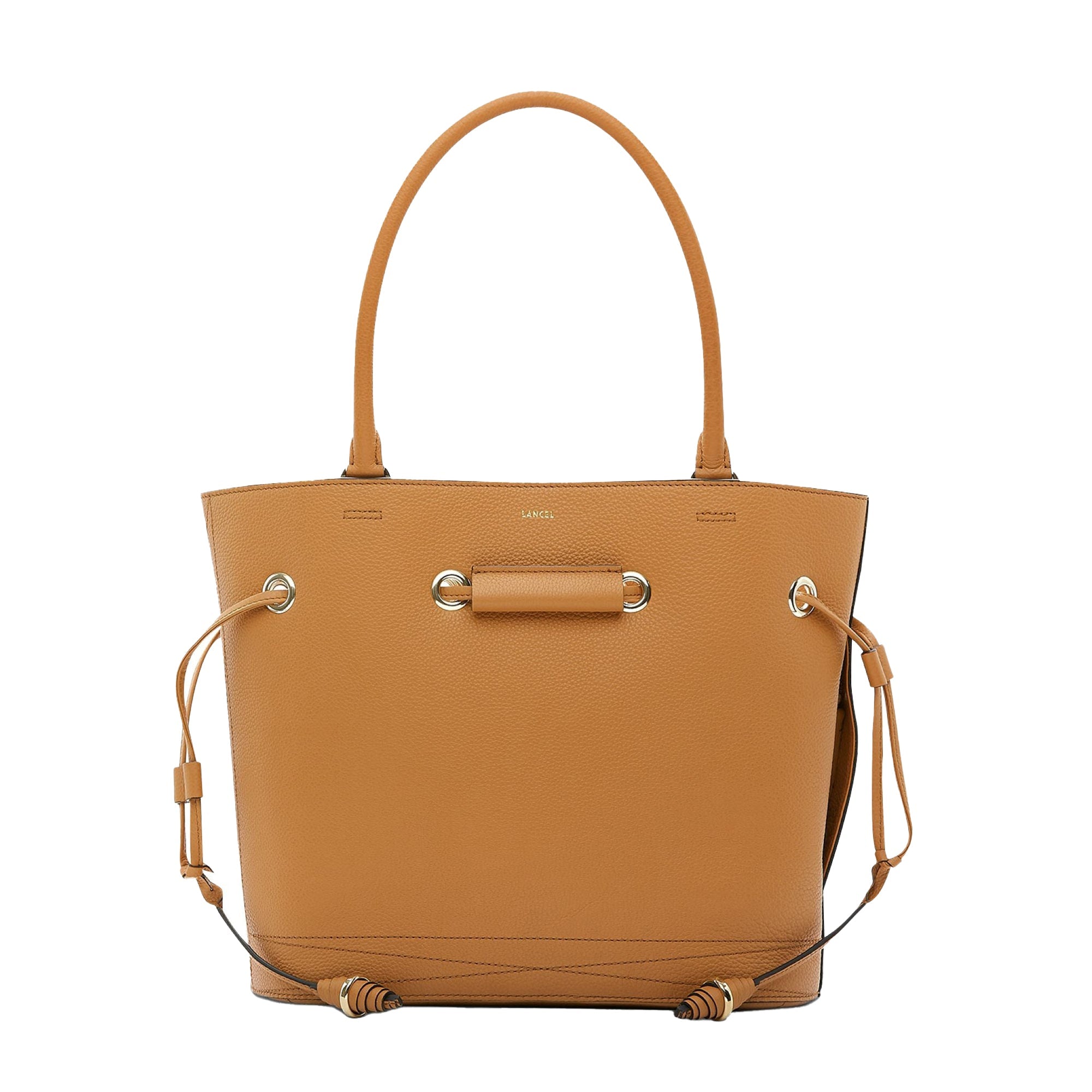 Sac seau cabas Le Huit M en cuir grainé - Camel