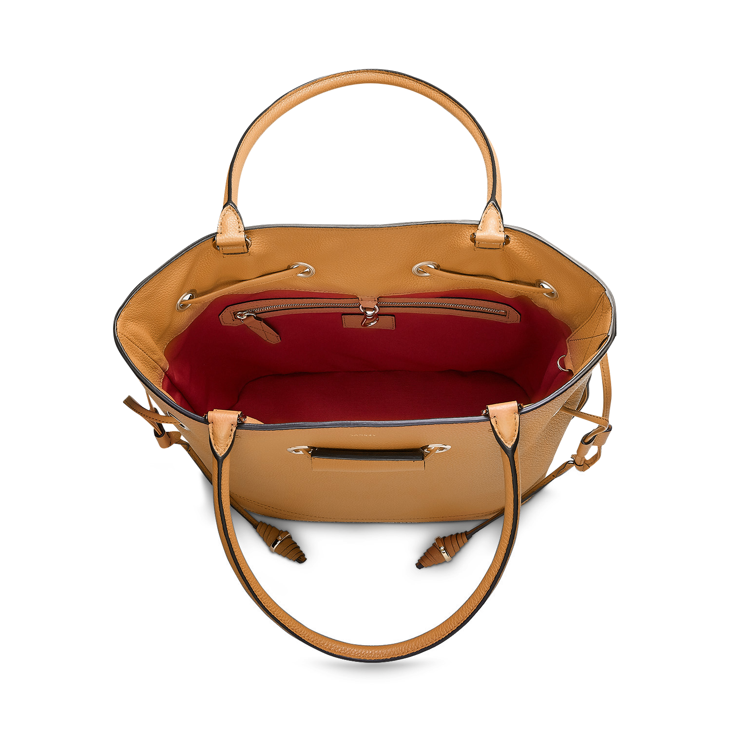 Sac seau cabas Le Huit M en cuir grainé - Camel