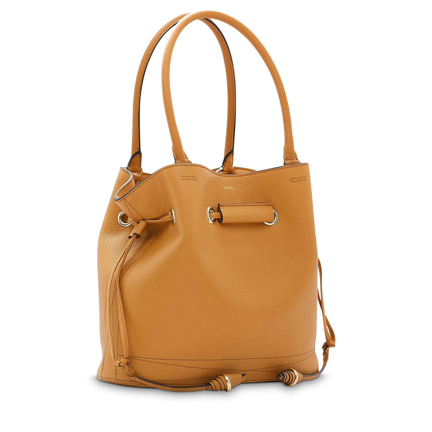 Sac seau cabas Le Huit M en cuir grainé - Camel