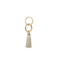 Porte-clés pompon Charms en cuir - Crème
