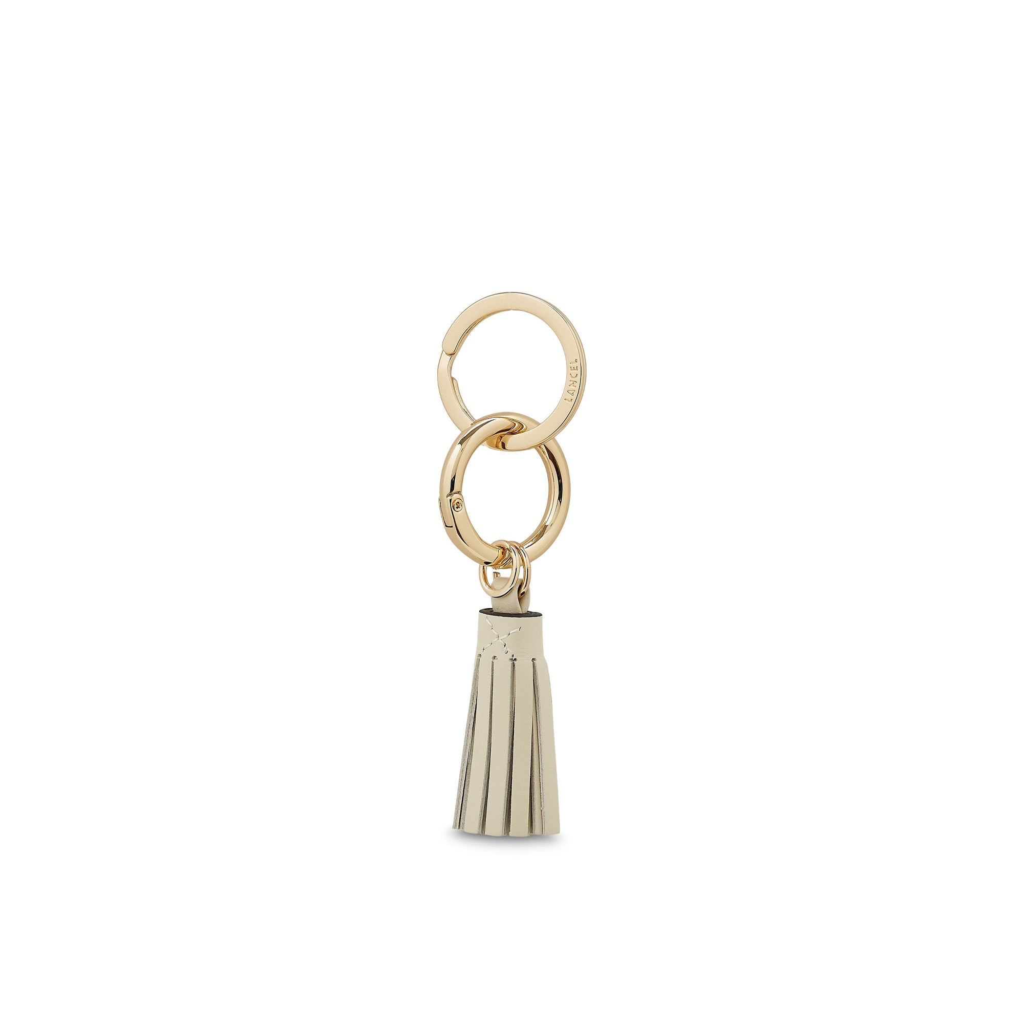 Porte-clés pompon Charms en cuir - Crème