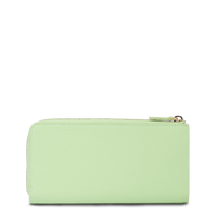 Portefeuille long zip Ninon en cuir grainé - Vert Pomme