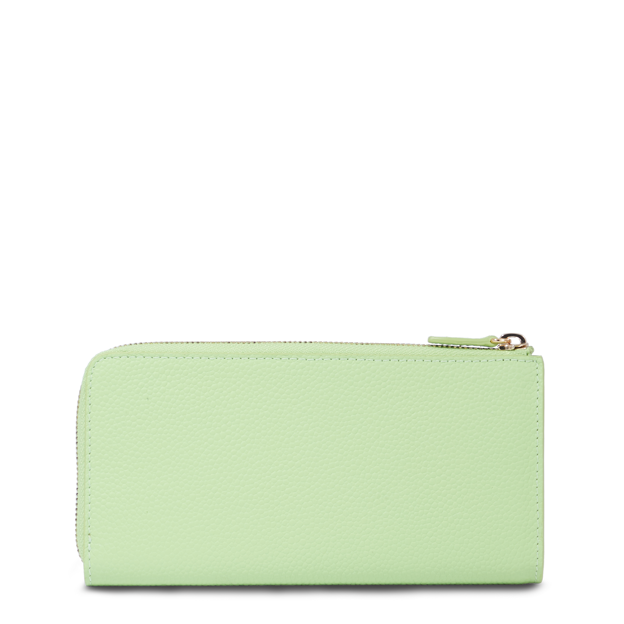 Portefeuille long zip Ninon en cuir grainé - Vert Pomme