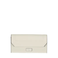 Portefeuille long rabat Ninon en cuir grainé - Neige
