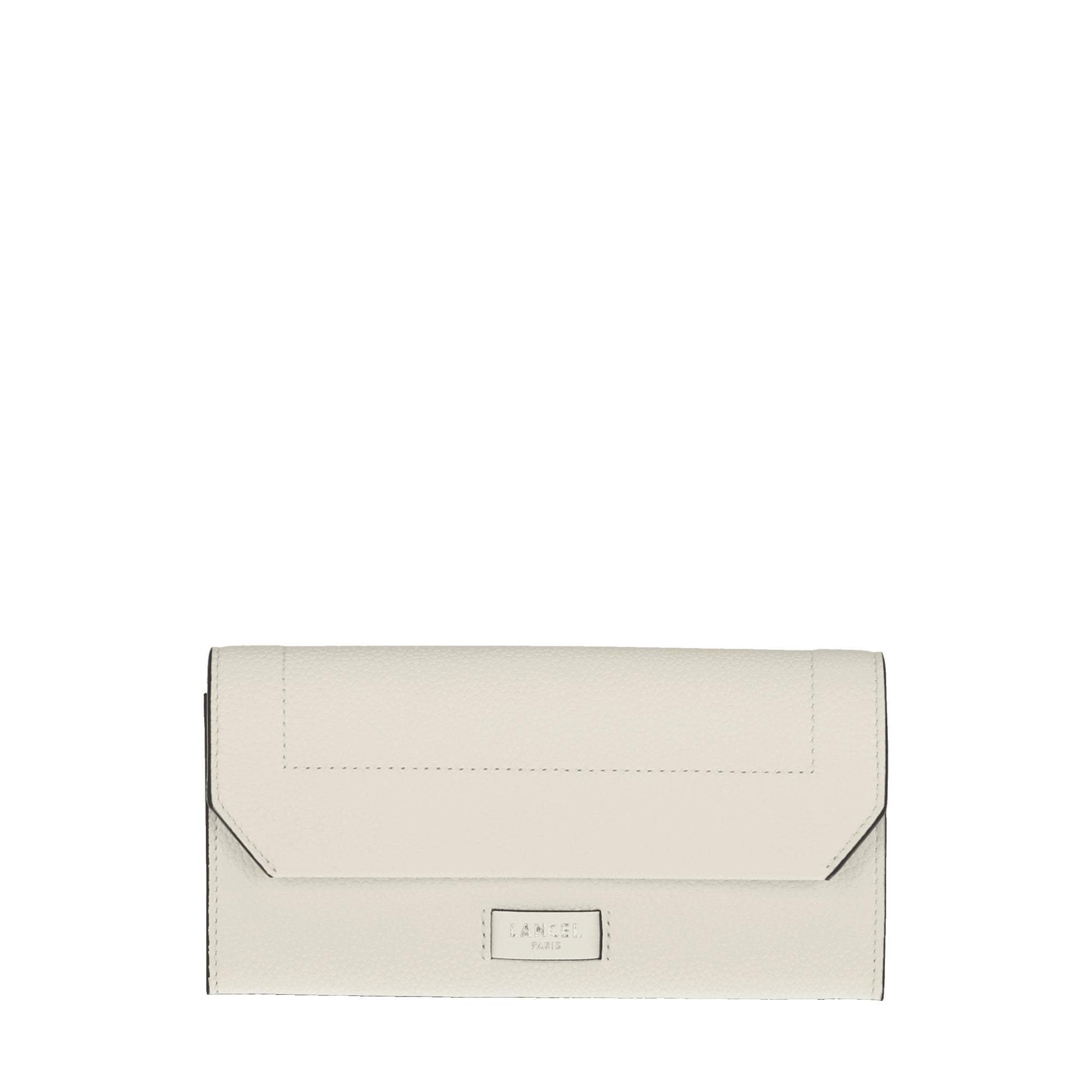 Ninon long flap wallet in grained leather - Neige