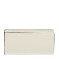 Ninon long flap wallet in grained leather - Neige