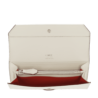 Portefeuille long rabat Ninon en cuir grainé - Neige