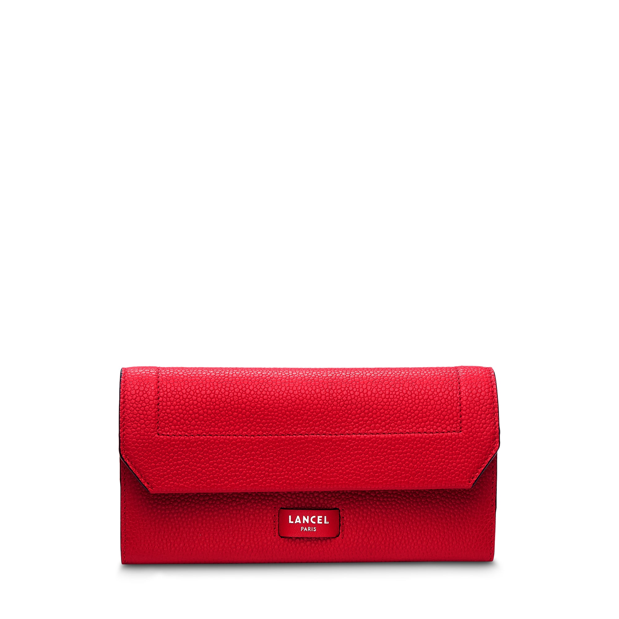Portefeuille long rabat Ninon en cuir grainé - Rouge Lancel