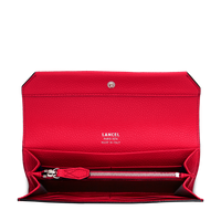 Portefeuille long rabat Ninon en cuir grainé - Rouge Lancel