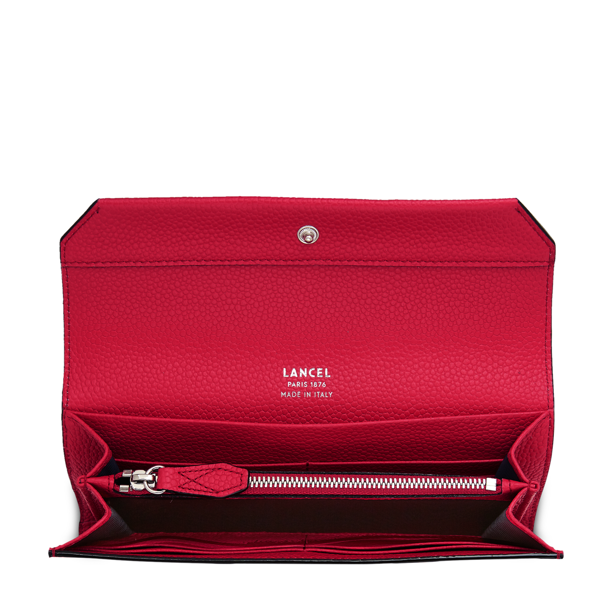 Portefeuille long rabat Ninon en cuir grainé - Rouge Lancel