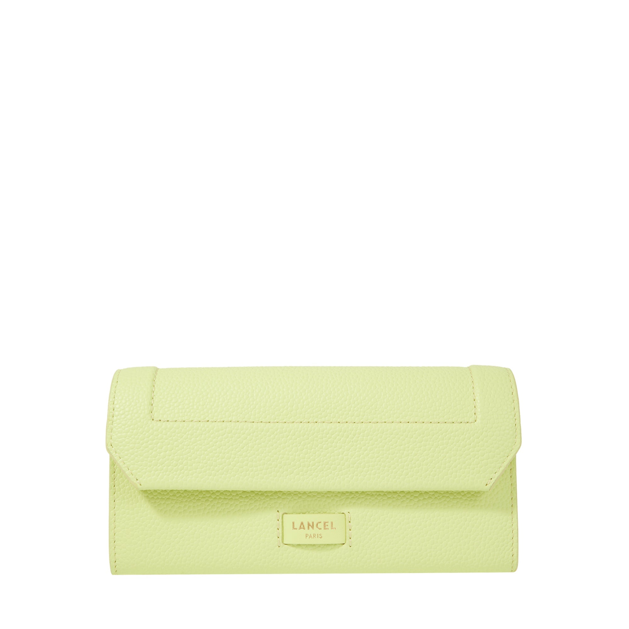 Portefeuille long rabat Ninon en cuir - Citron Vert