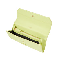 Portefeuille long rabat Ninon en cuir - Citron Vert