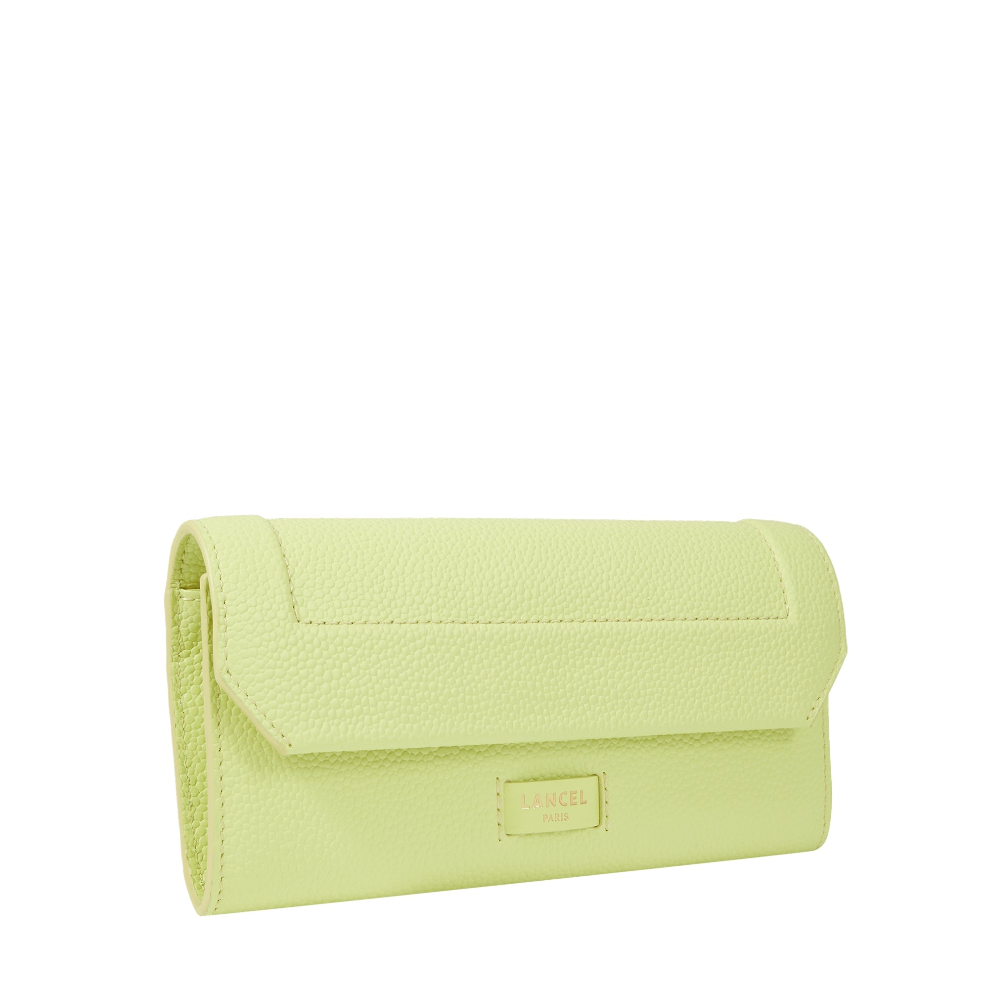 Portefeuille long rabat Ninon en cuir - Citron Vert