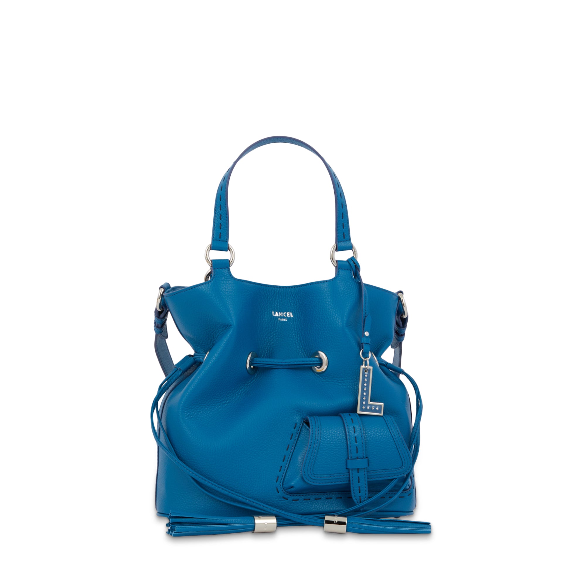 Sac seau Premier Flirt S en cuir grainé - Cobalt