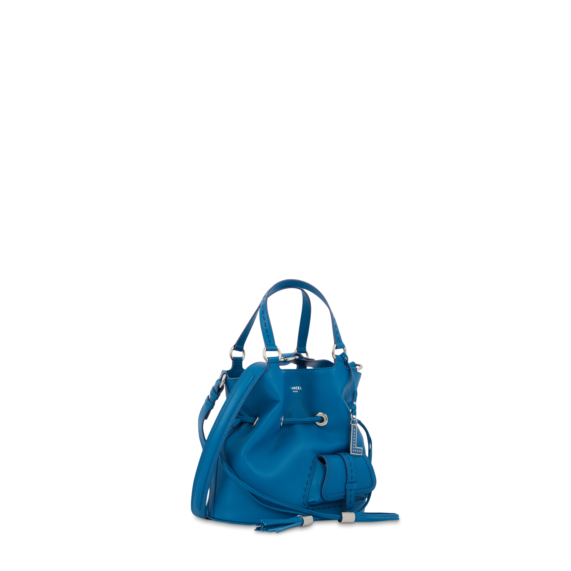 Sac seau Premier Flirt S en cuir grainé - Cobalt