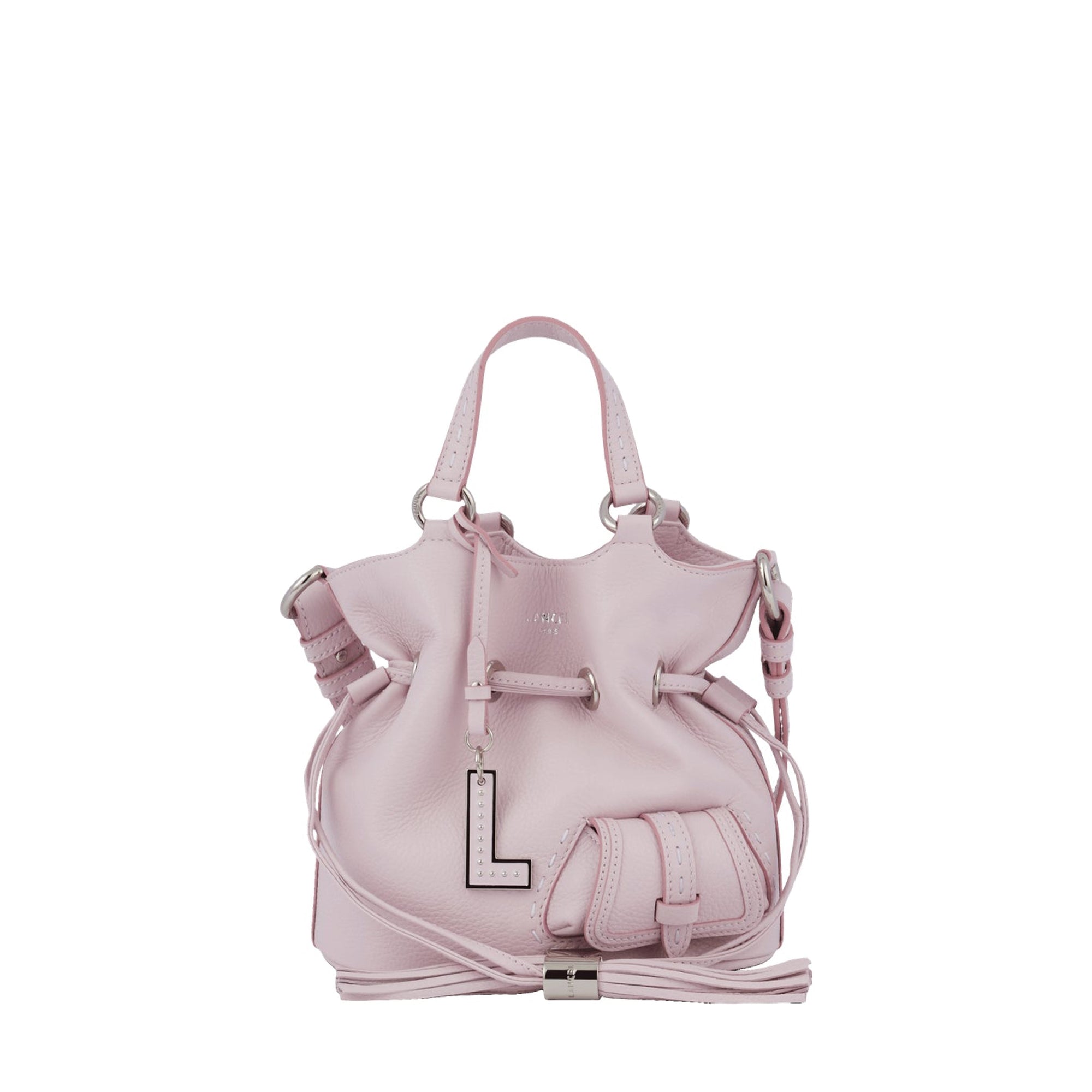 Sac seau S Premier Flirt en cuir - Rose dragée