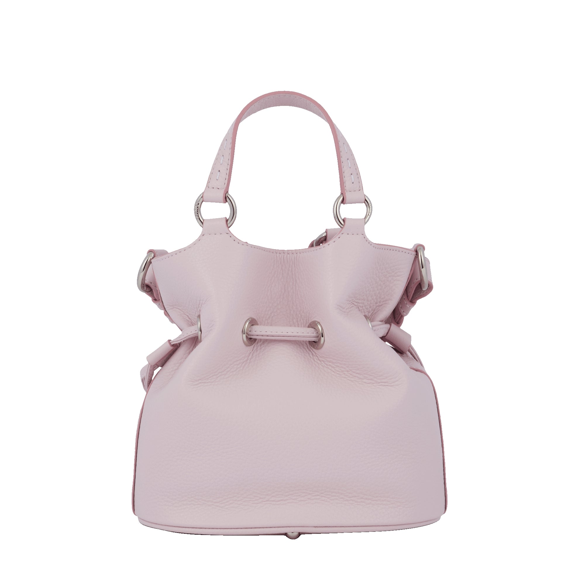 Sac seau S Premier Flirt en cuir - Rose dragée