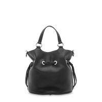 Sac seau Premier Flirt S en cuir grainé - Noir & Nickel