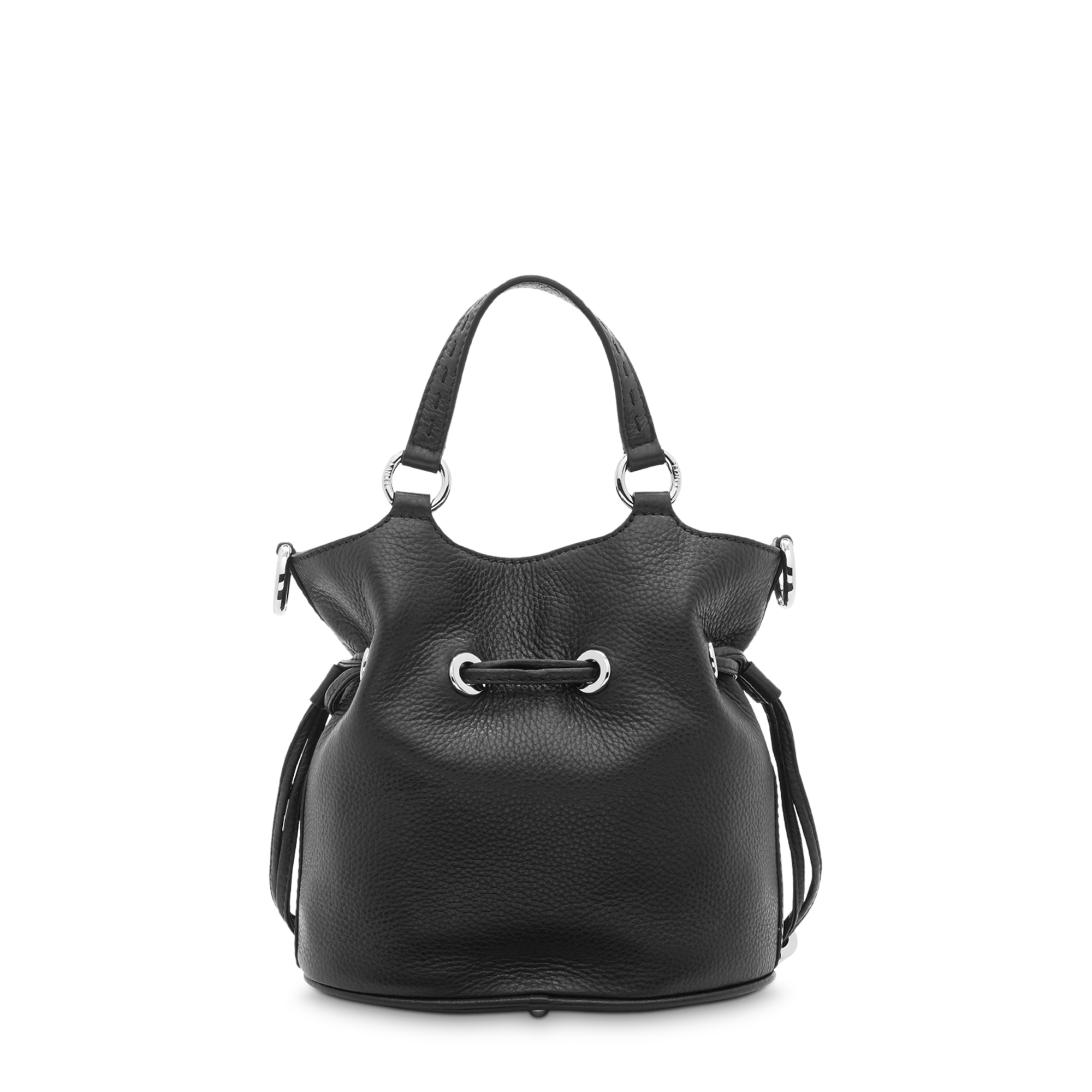 Sac seau Premier Flirt S en cuir grainé - Noir & Nickel