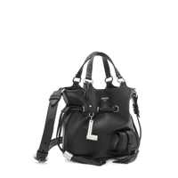 Sac seau Premier Flirt S en cuir grainé - Noir & Nickel