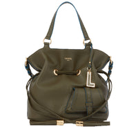 Sac seau Premier Flirt S en cuir grainé - Kaki foncéoncé