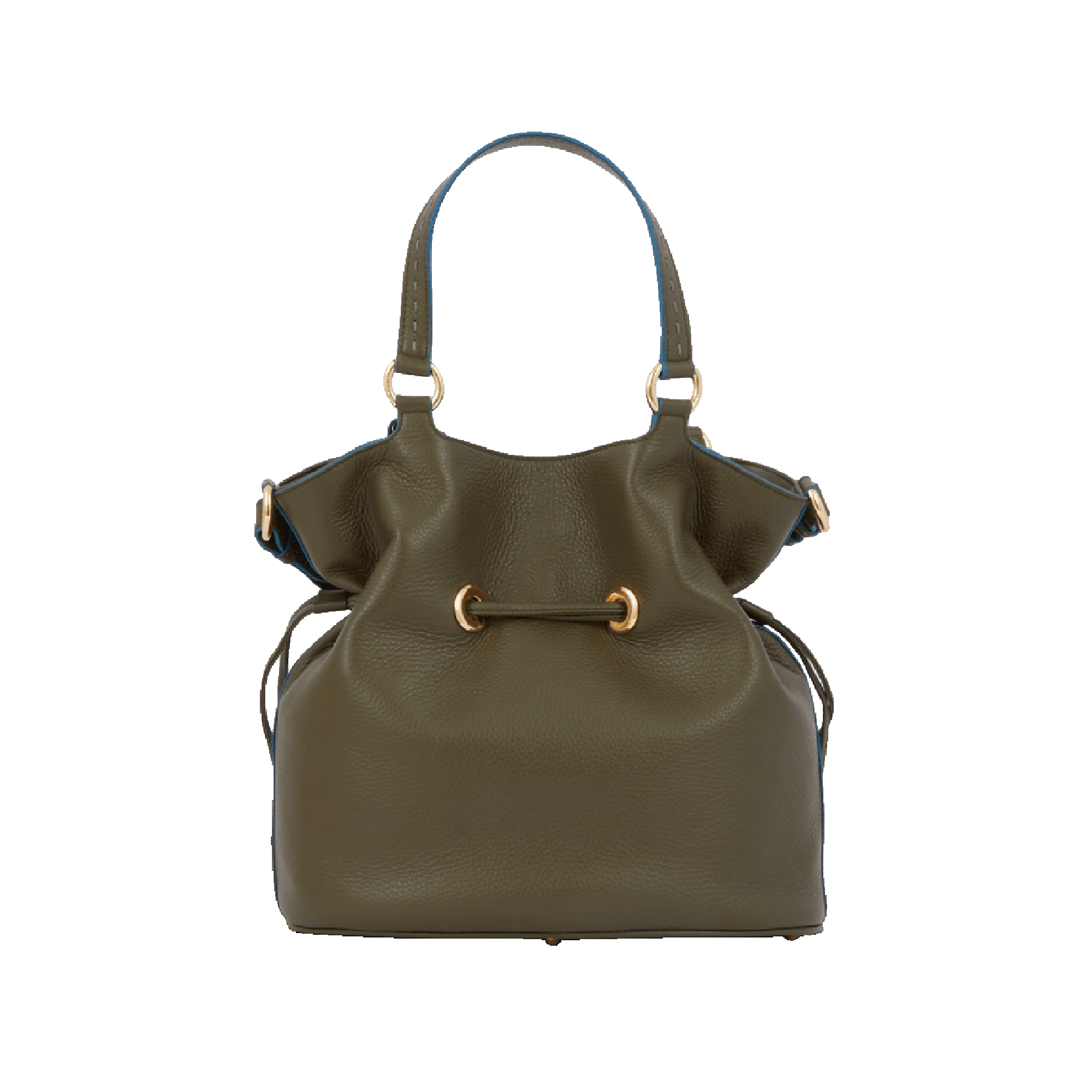 Sac seau Premier Flirt S en cuir grainé - Kaki foncéoncé