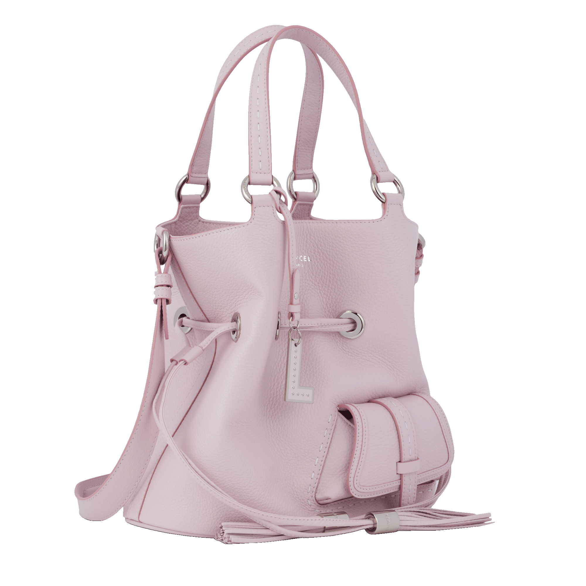 Sac seau Premier Flirt en cuir grainé - Rose Dragee