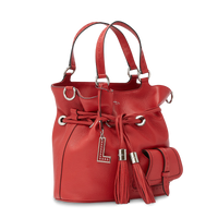 Sac seau Premier Flirt en cuir grainé - Rouge Lancel