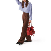 Sac seau Premier Flirt en cuir grainé - Rouge Lancel