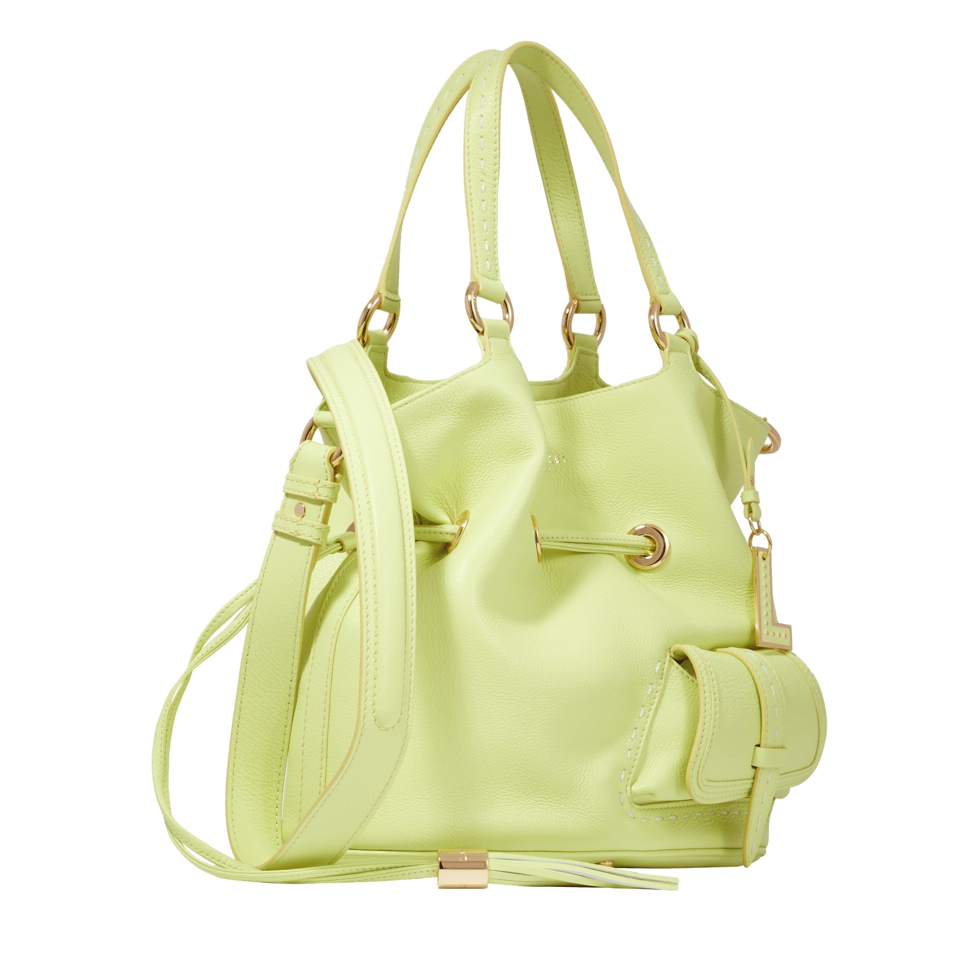Sac seau Premier Flirt en cuir - Citron Vert