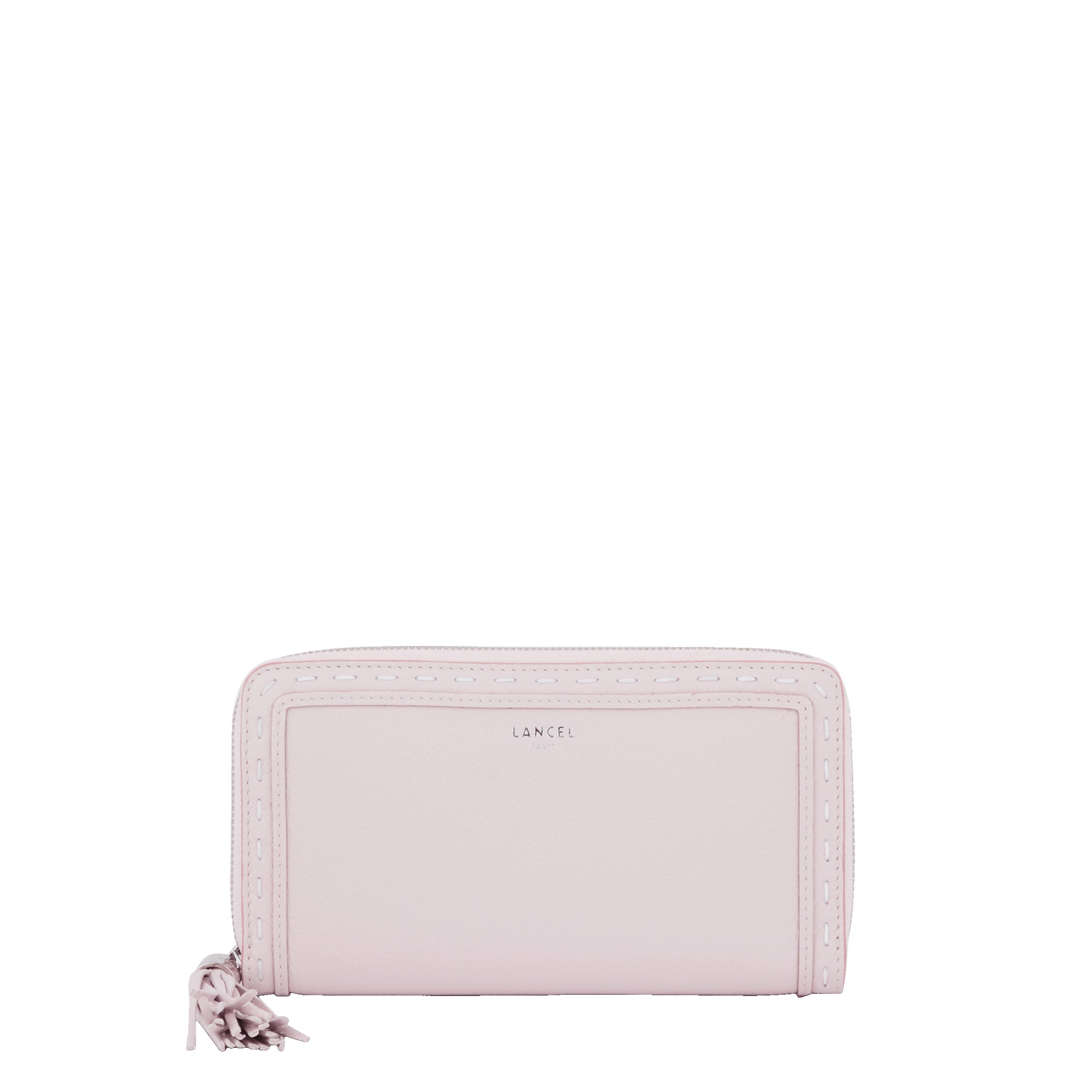 Portefeuille long zippé Premier Flirt en cuir lisse - Rose Dragee