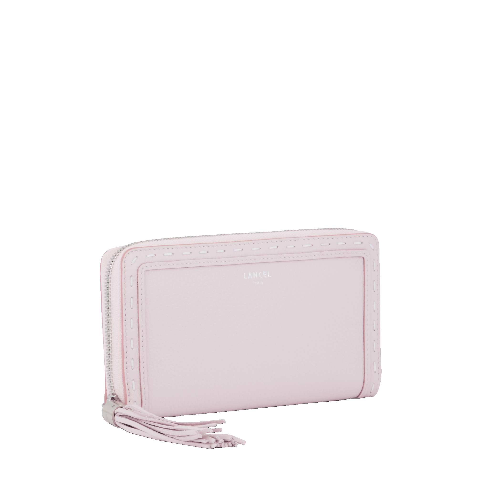 Portefeuille long zippé Premier Flirt en cuir lisse - Rose Dragee
