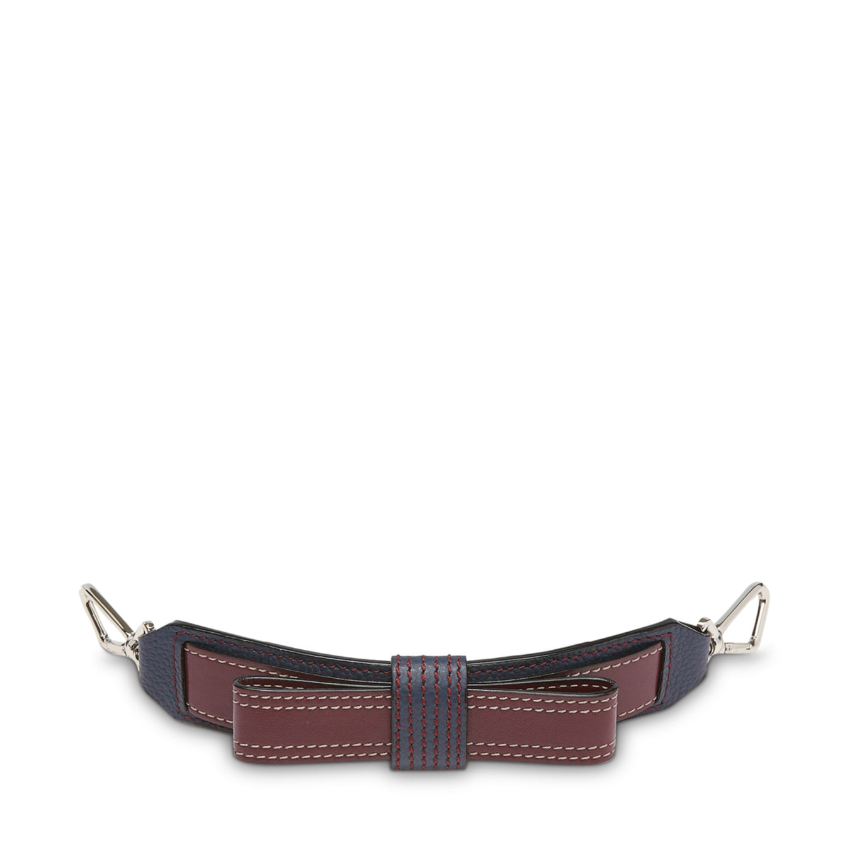 Ninon detachable leather bag handle - Petroleum, Cassis & Argile