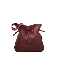 Sac seau M Sacha en cuir grainé - Cassis