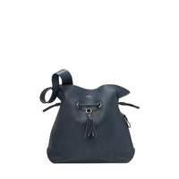 Sac seau Sacha en cuir grainé - Bleu pétrole
