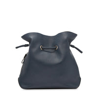 Sac seau Sacha en cuir grainé - Bleu pétrole